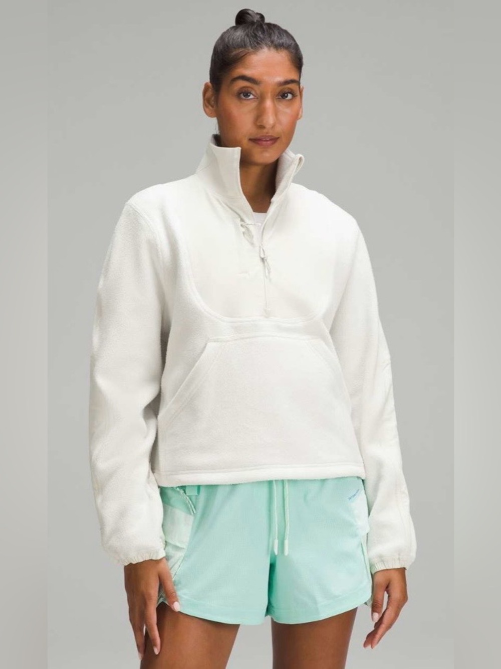 Lululemon Fleece Ripstop Quarter-Zip  Pullover Jacket Bone Cream Size 6